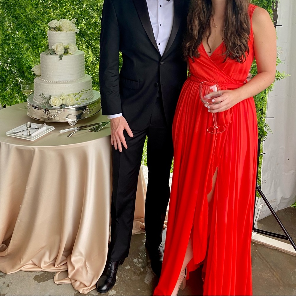 Coral V Neck Maxi with Waist Tie